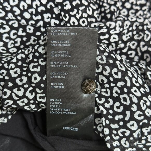 Maeve Dress Small Womens Black & White Shift Leopard Print Faux Wrap - Picture 9 of 9